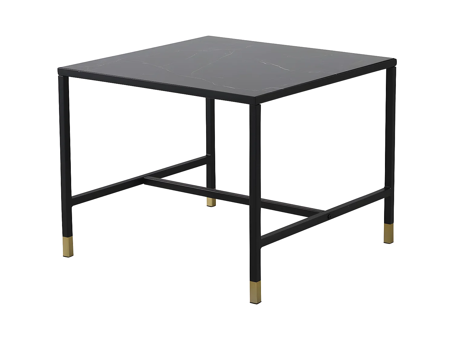 Dipp  bijzettafel 60x60 cm glas zwart marmor decor.