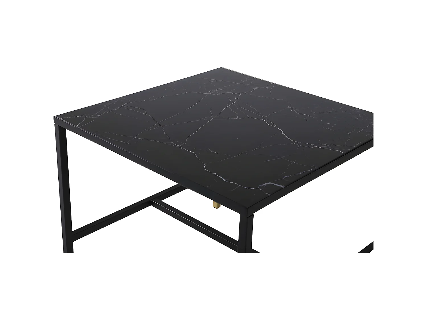 Dipp  bijzettafel 60x60 cm glas zwart marmor decor.