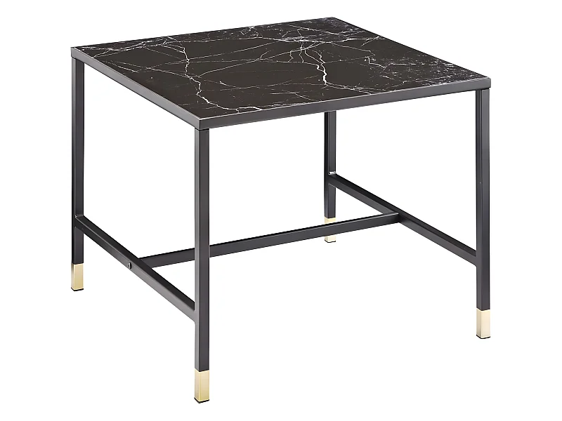 Dipp  bijzettafel 60x60 cm glas zwart marmor decor.