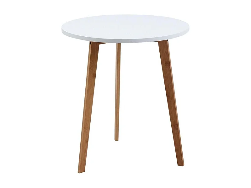 Table d'appoint ronde en bois et MDF laqué blanc