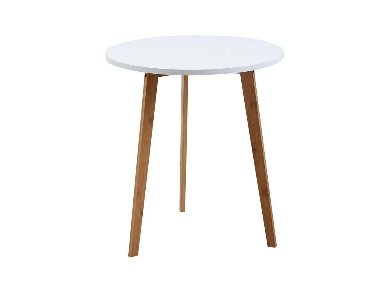 Runder Beistelltisch aus Holz und weiß lackiertem MDF