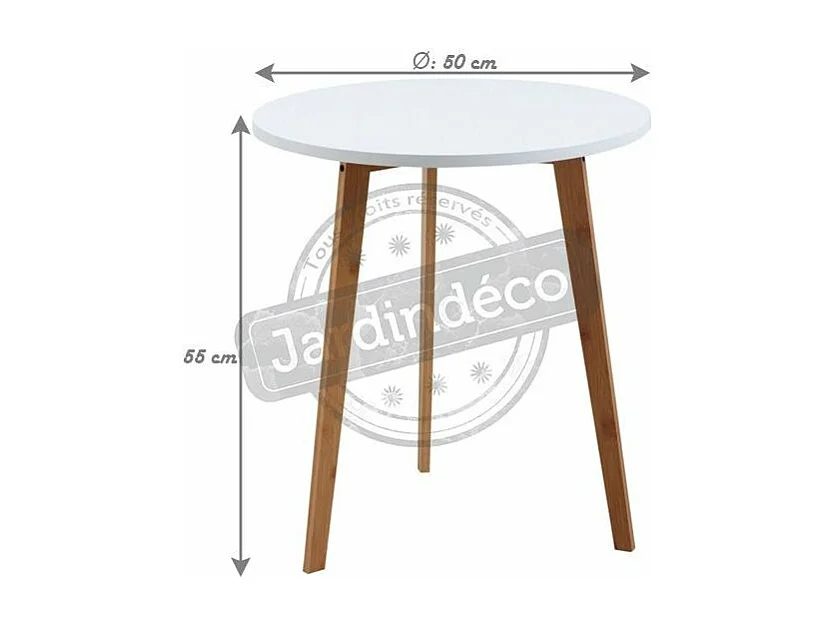 Table d'appoint ronde en bois et MDF laqué blanc