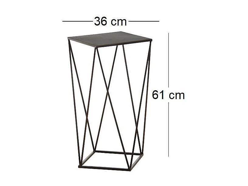 Sellette design en métal noir 36 x 36 x 61 cm