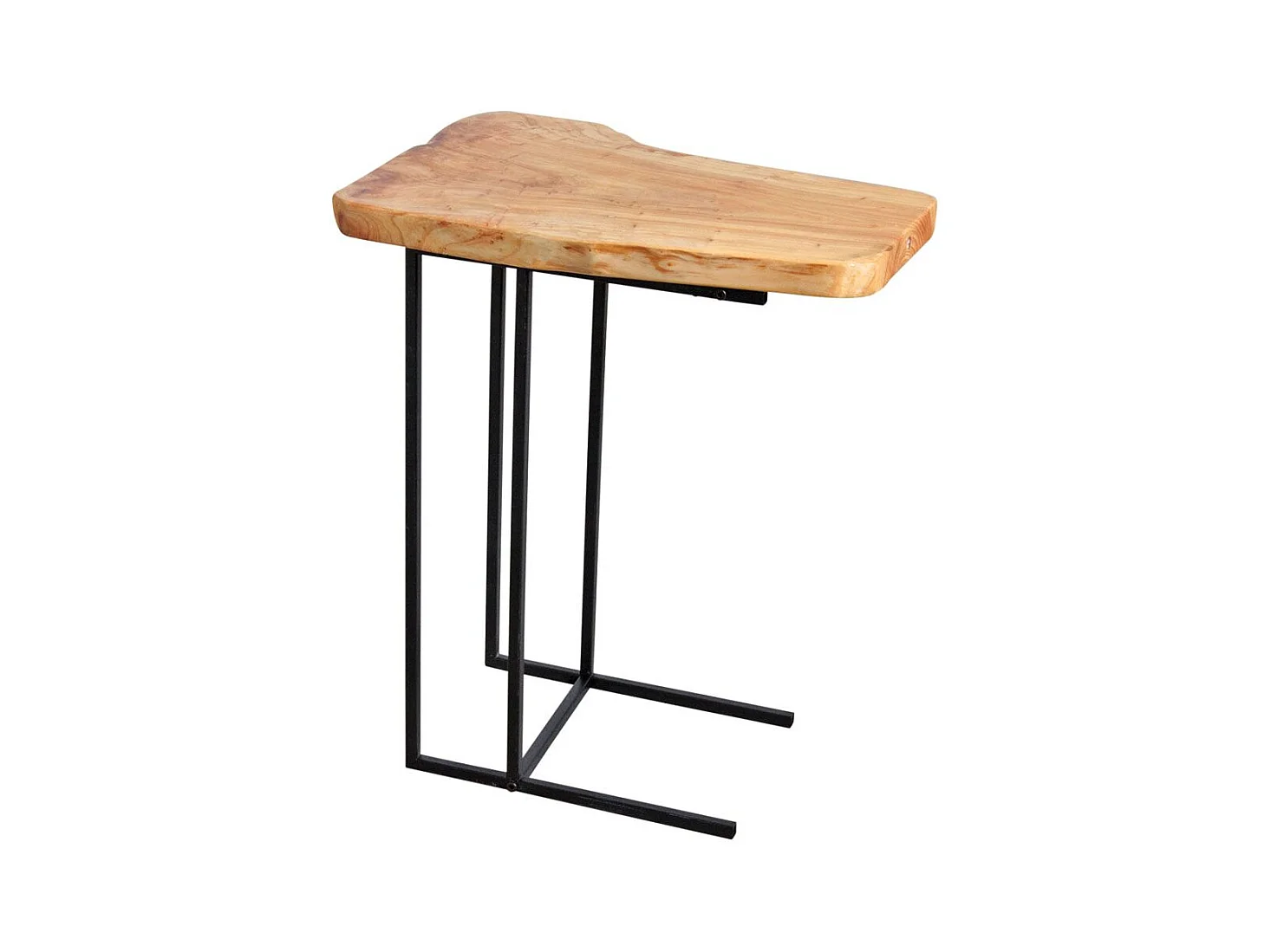 Table d'appoint en bois brut et métal noir
