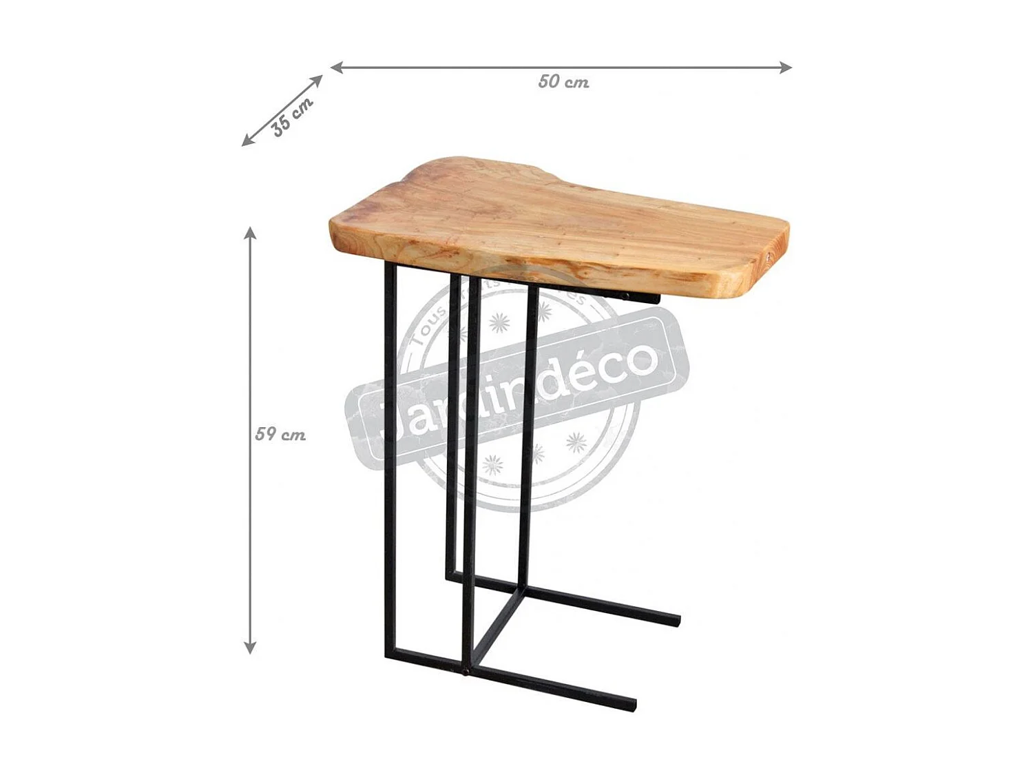 Table d'appoint en bois brut et métal noir