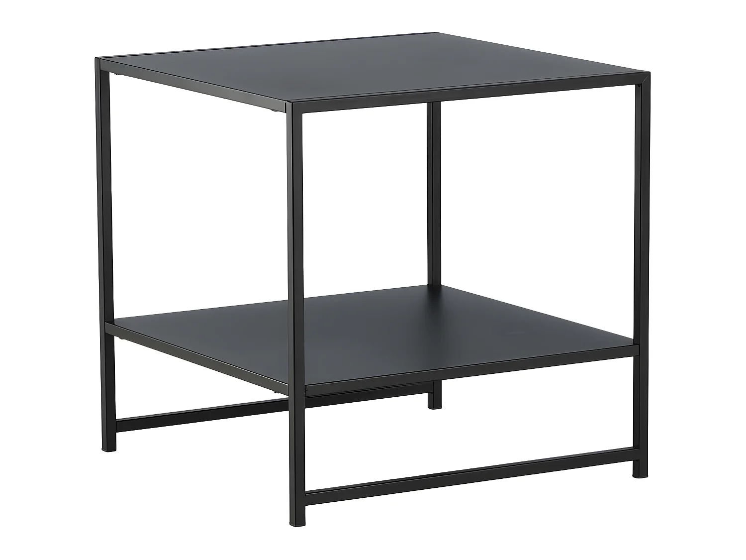 Staal  bijzettafel met plank 51x51 cm zwart.