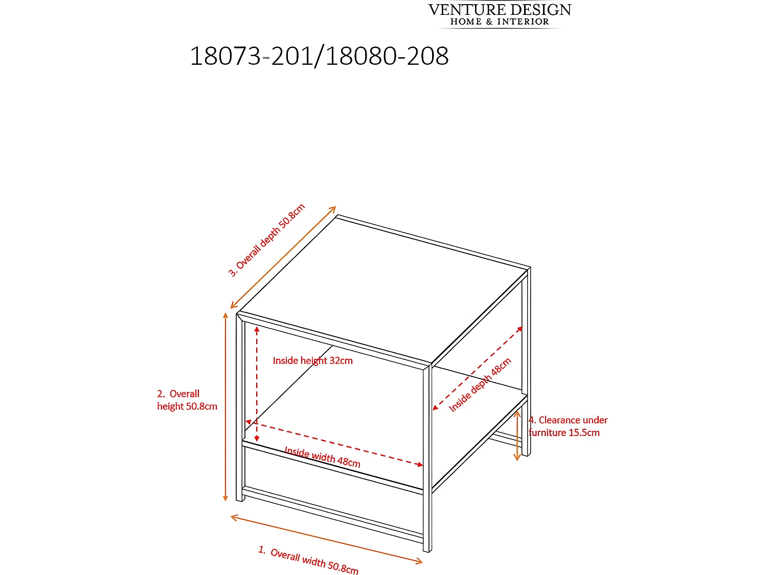 Staal  bijzettafel met plank 51x51 cm zwart.