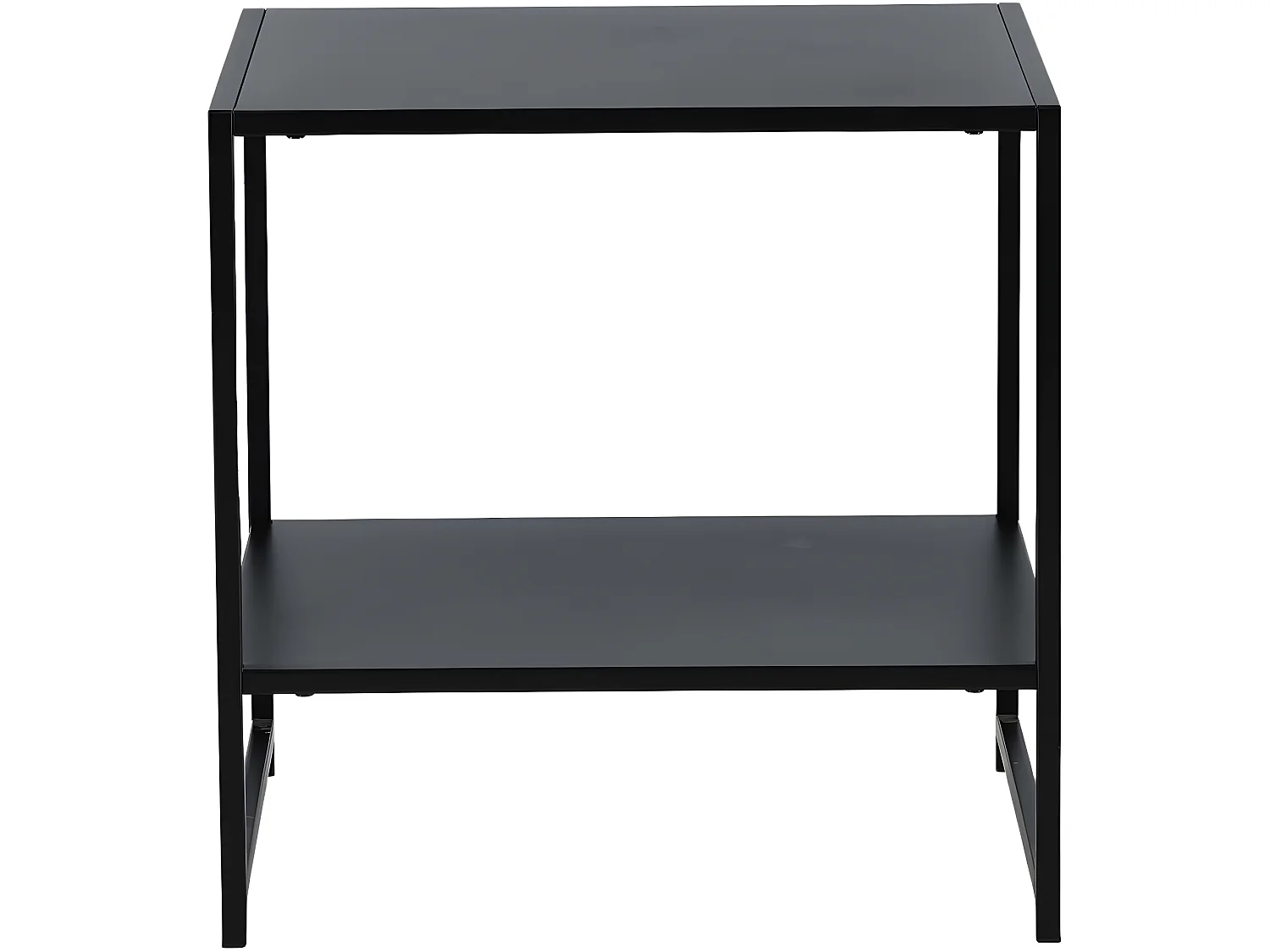 Staal  bijzettafel met plank 51x51 cm zwart.