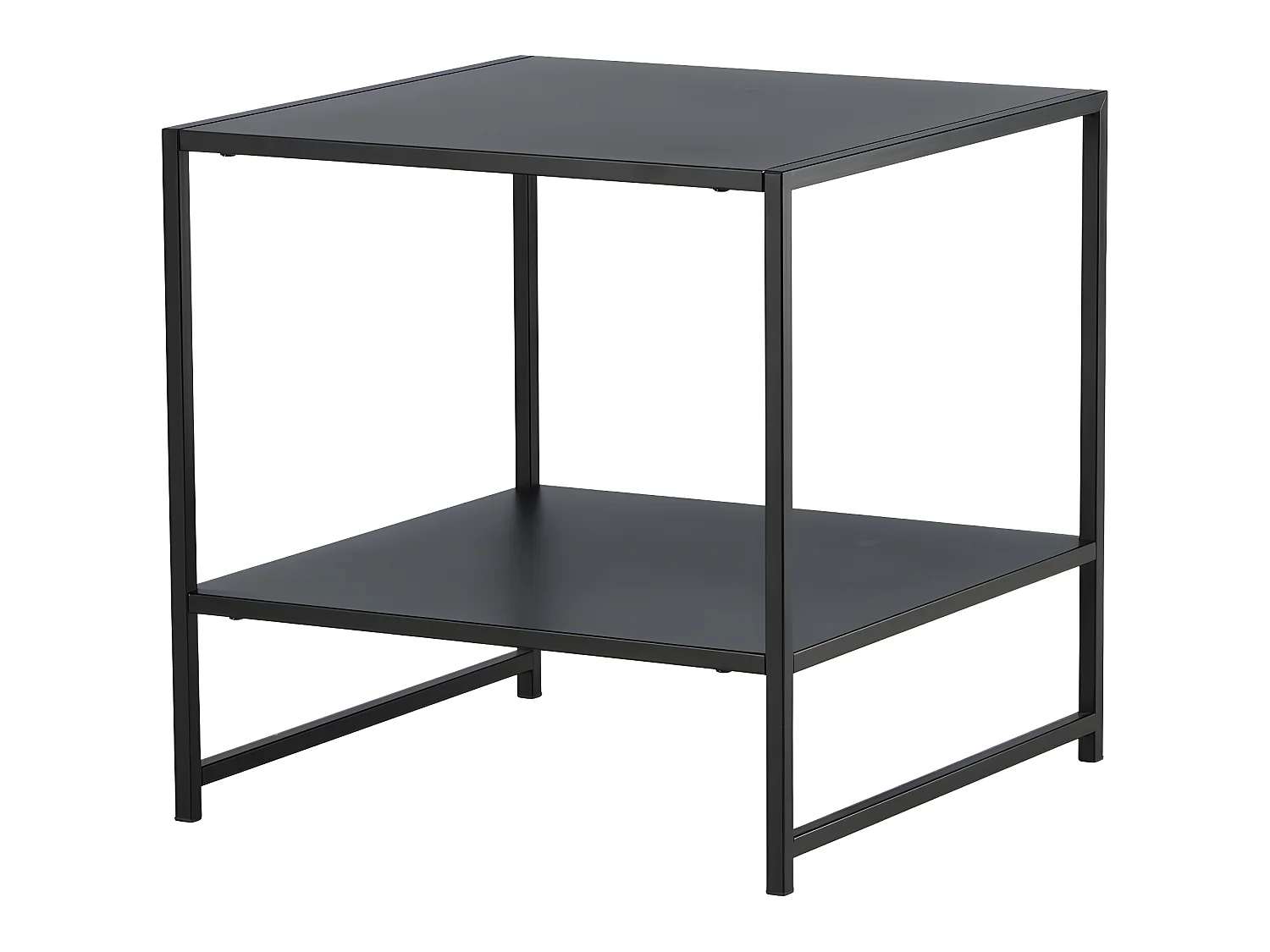 Staal  bijzettafel met plank 51x51 cm zwart.