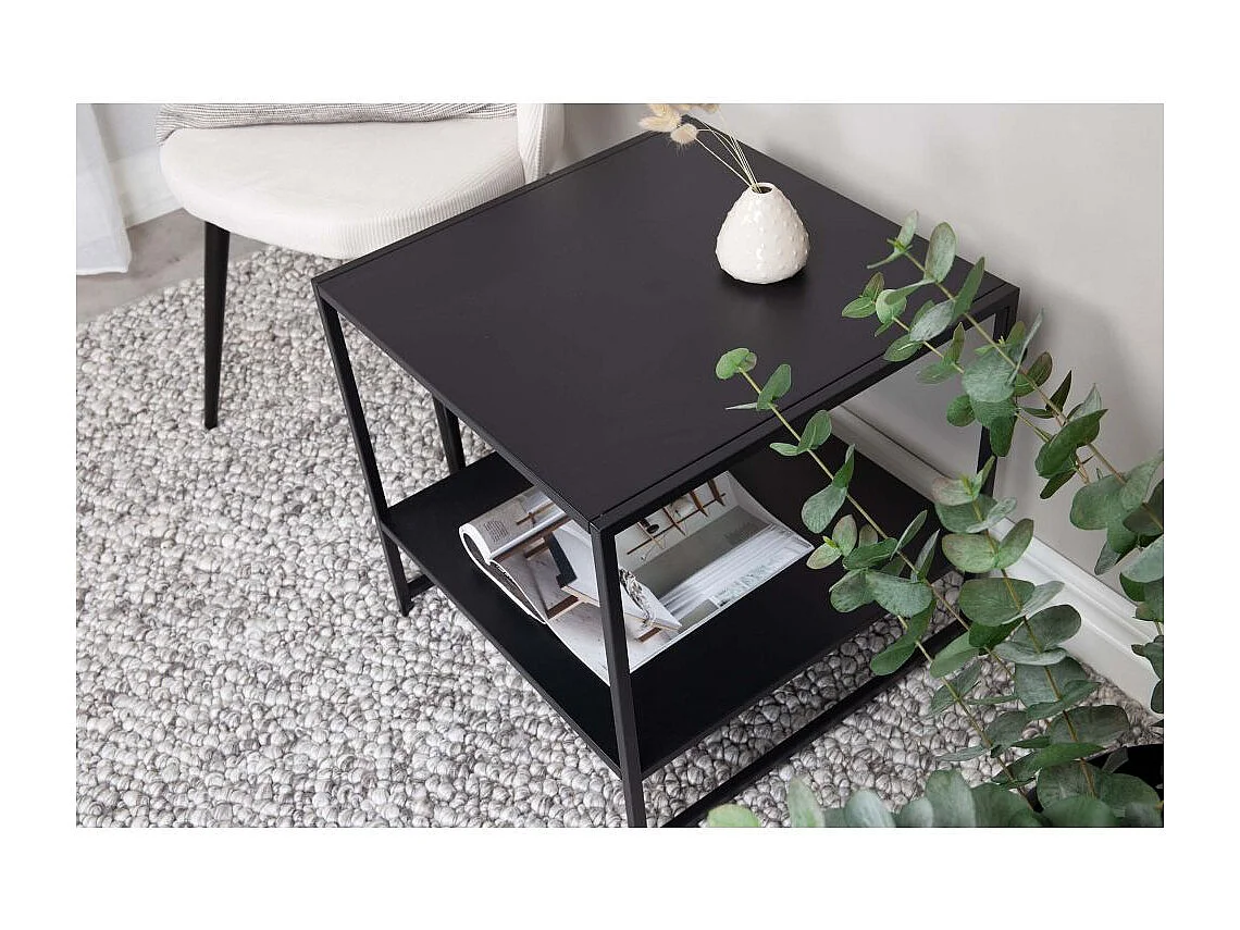 Table d'Appoint Avec Étagère "Staal" 50cm Noir