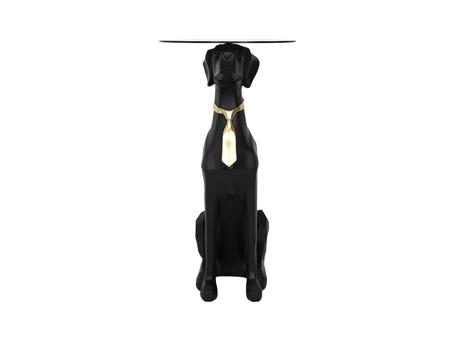 Table Basse Deco Chien Assis 66cm Noir, Or