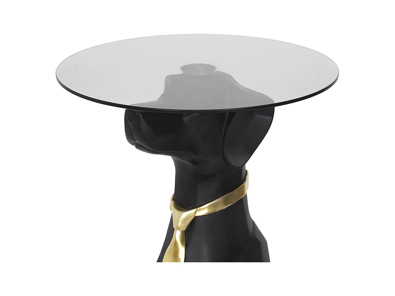 Table Basse Deco Chien Assis 66cm Noir, Or