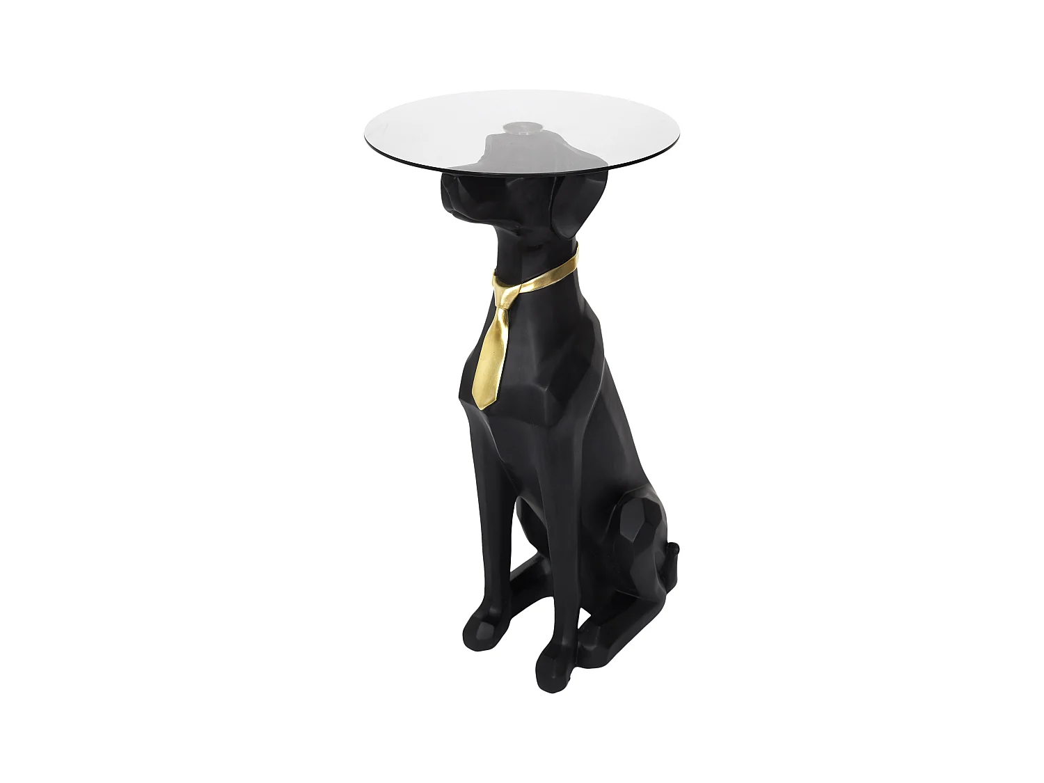Table Basse Deco Chien Assis 66cm Noir, Or