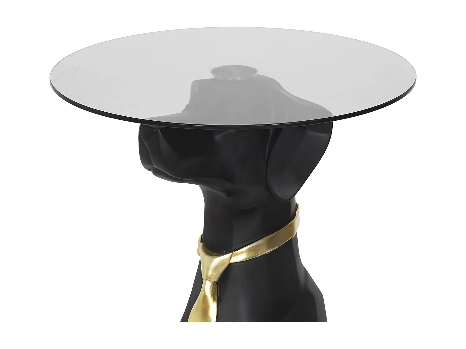 Table Basse Deco Chien Assis 66cm Noir, Or