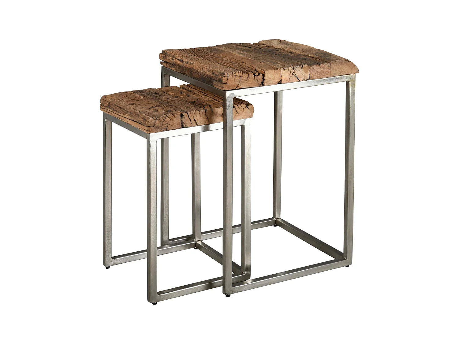 Sellettes en bois massif et acier brossé (Lot de 2)