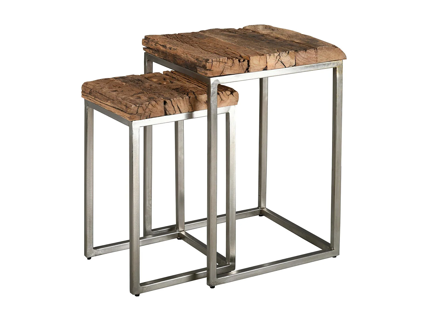 Sellettes en bois massif et acier brossé (Lot de 2)