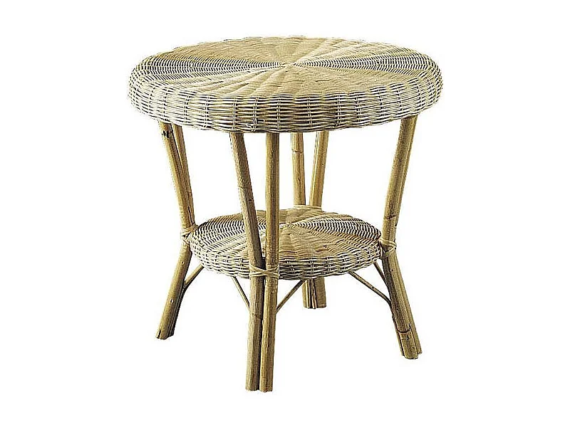 Table d'appoint en manau et moelle de rotin naturelle