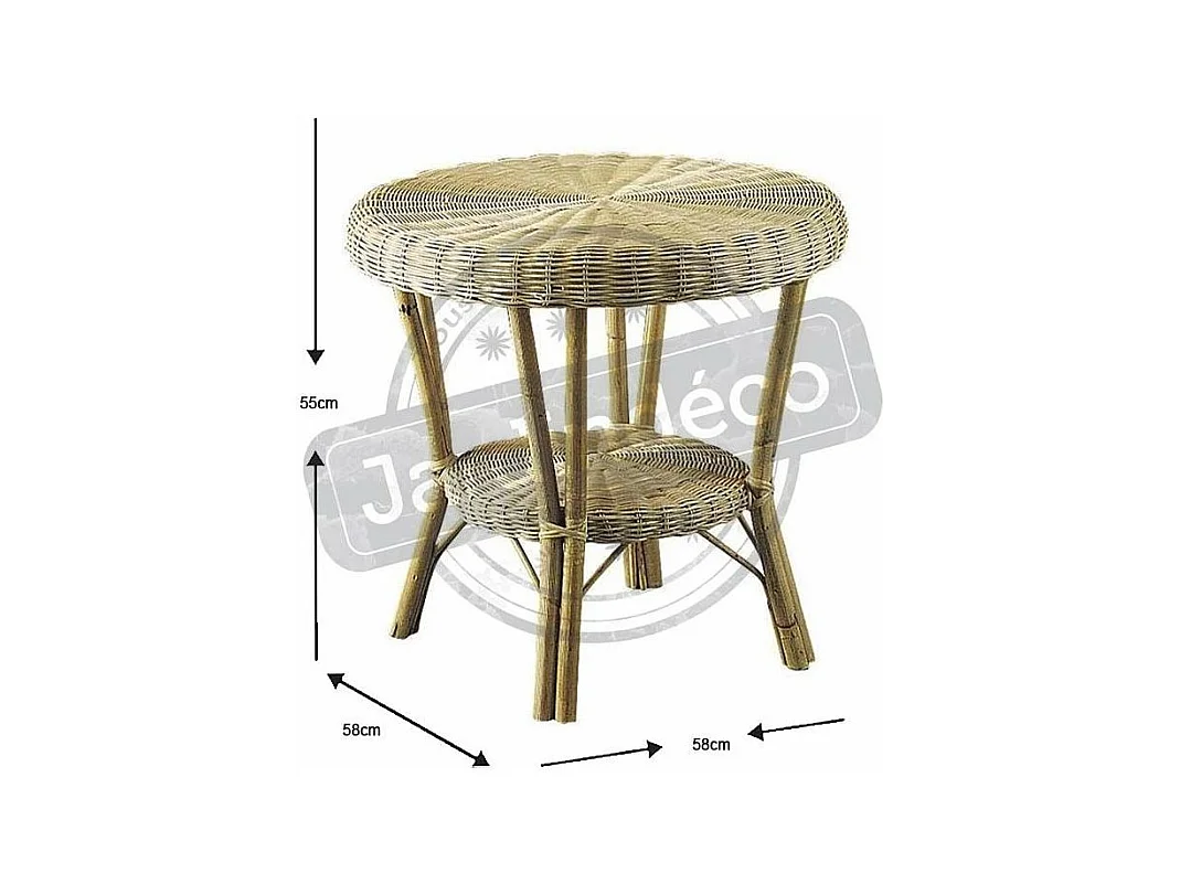 Table d'appoint en manau et moelle de rotin naturelle