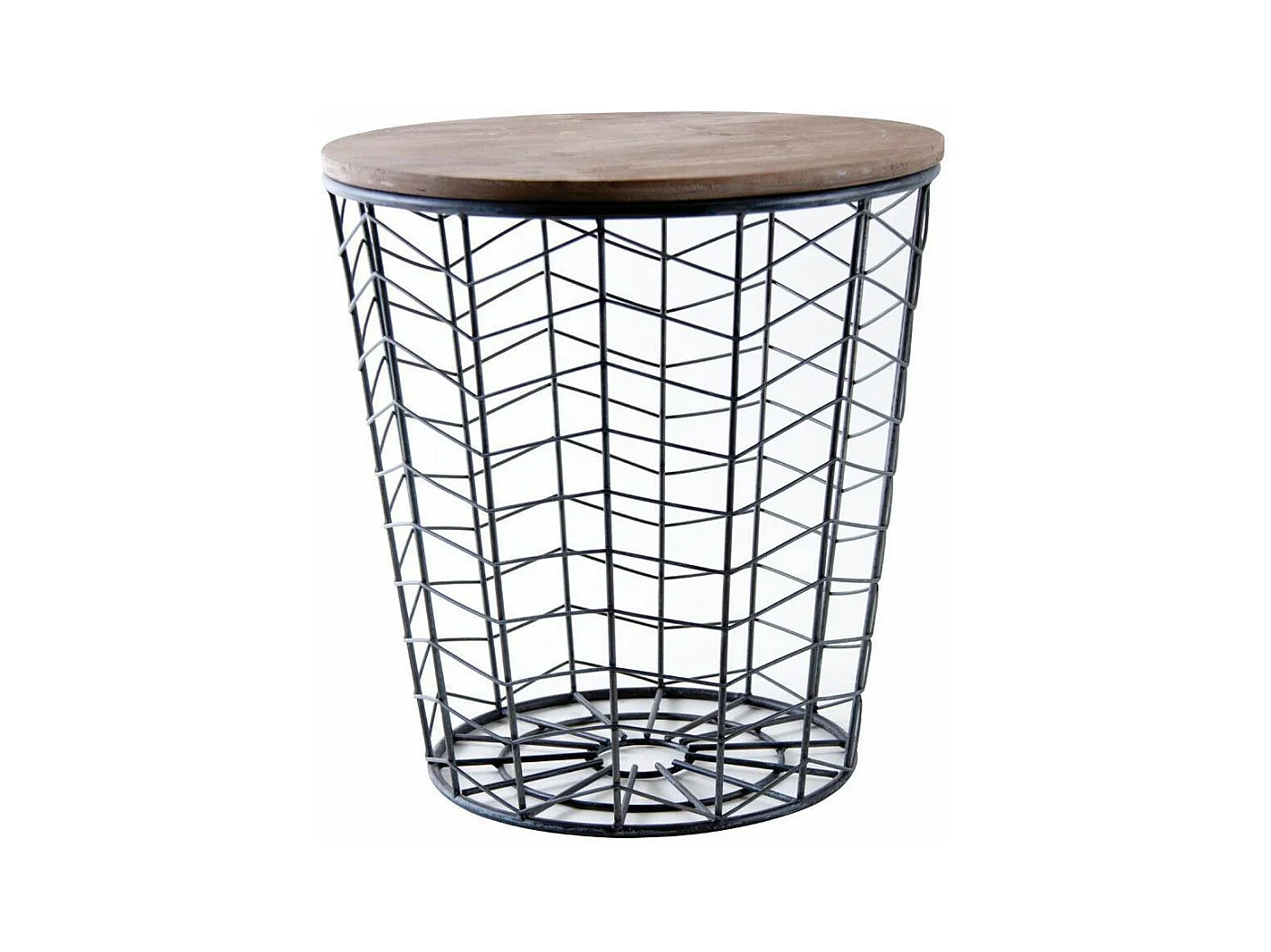 Tables d'appoint rondes en bois et métal (Lot de 2)