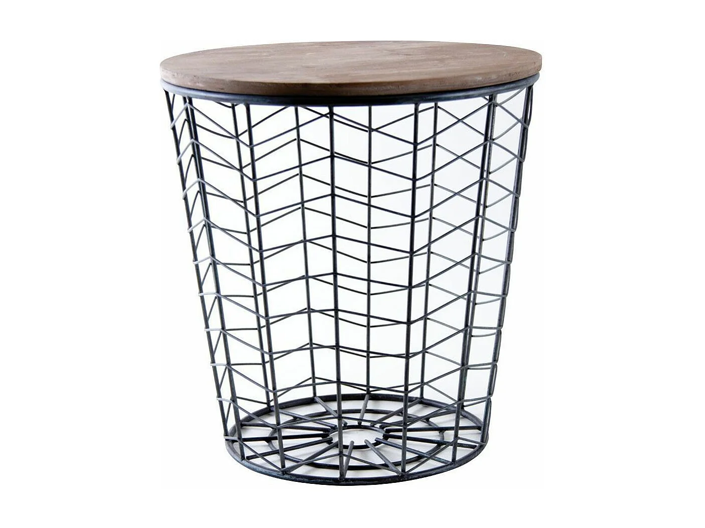 Tables d'appoint rondes en bois et métal (Lot de 2)