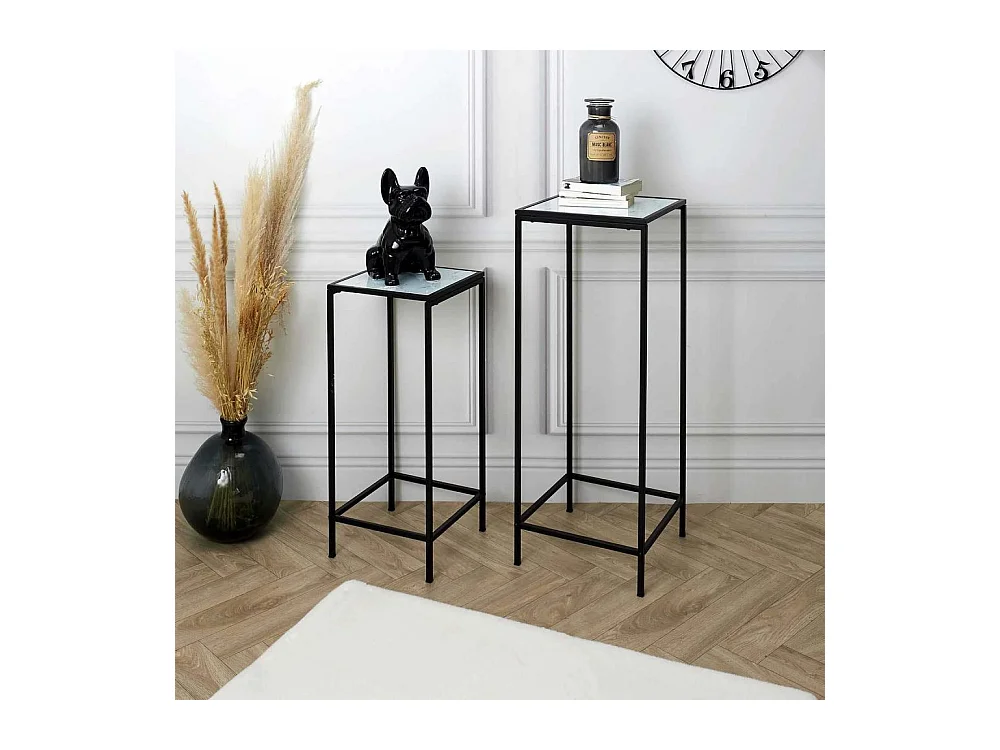 Lot de 2 Sellettes Design "Felicity" 90cm Noir & Blanc