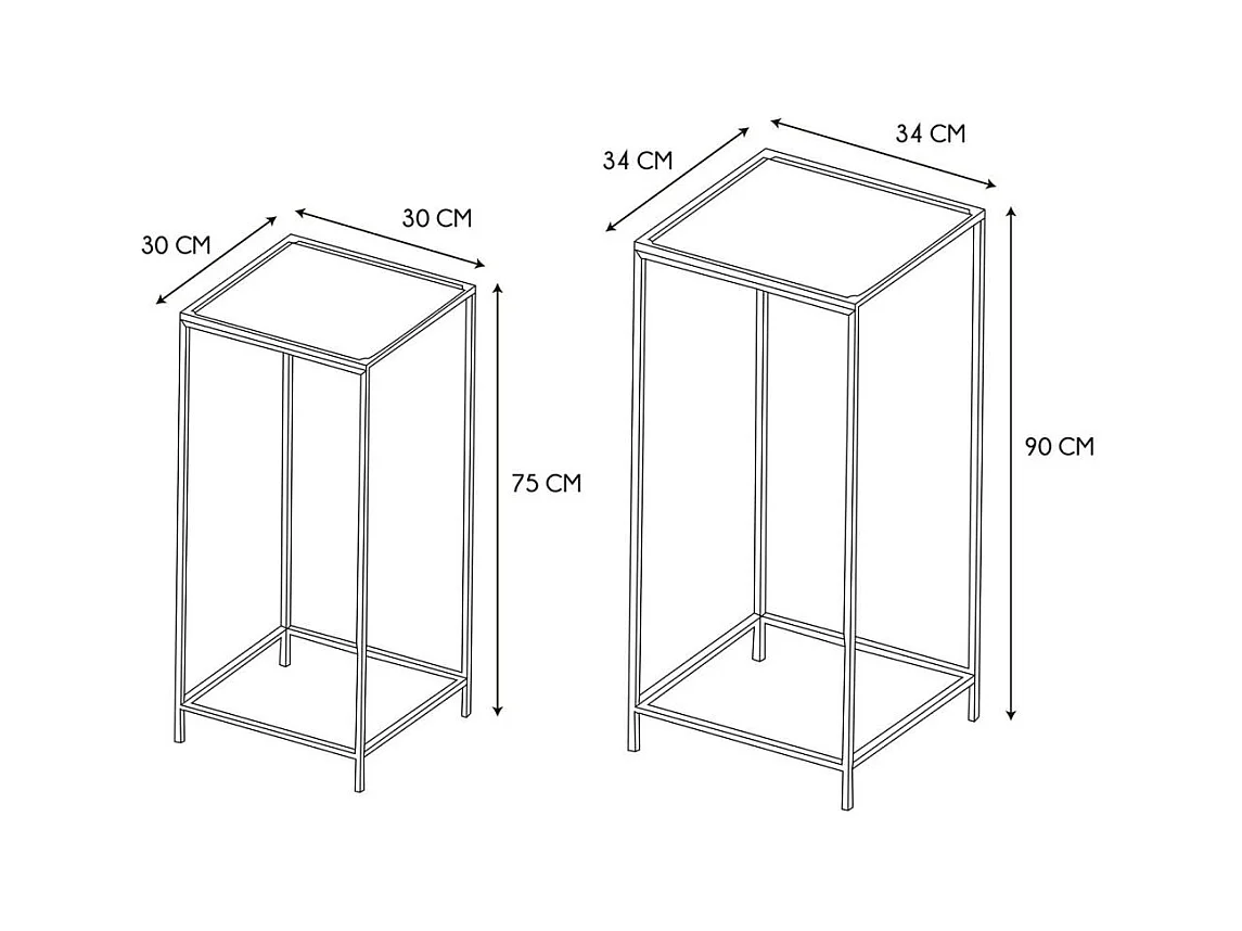 Lot de 2 Sellettes Design "Felicity" 90cm Noir & Blanc