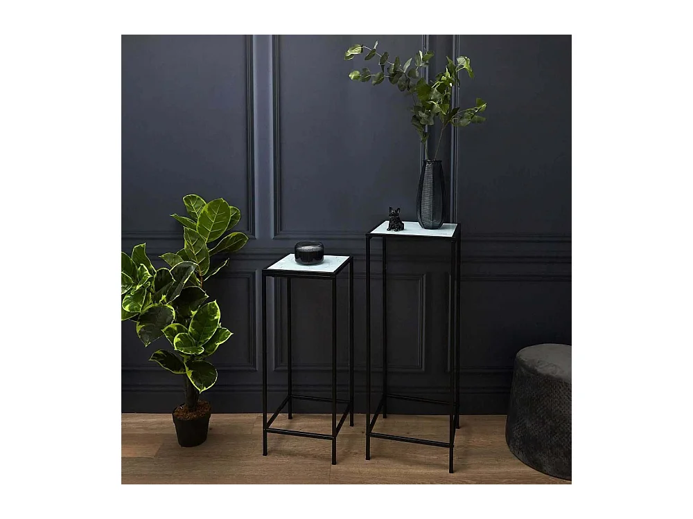 Lot de 2 Sellettes Design "Felicity" 90cm Noir & Blanc