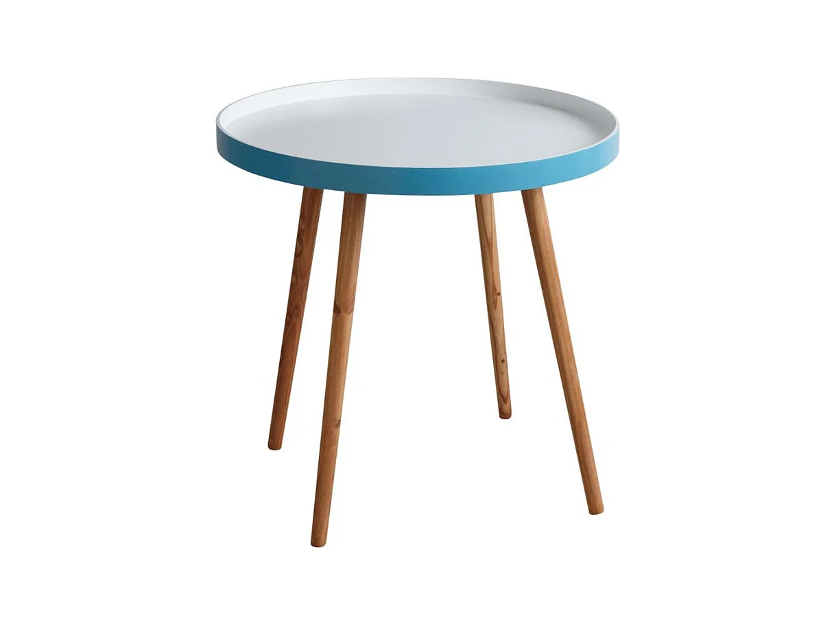 Table d'appoint en bois et MDF laqué bleu