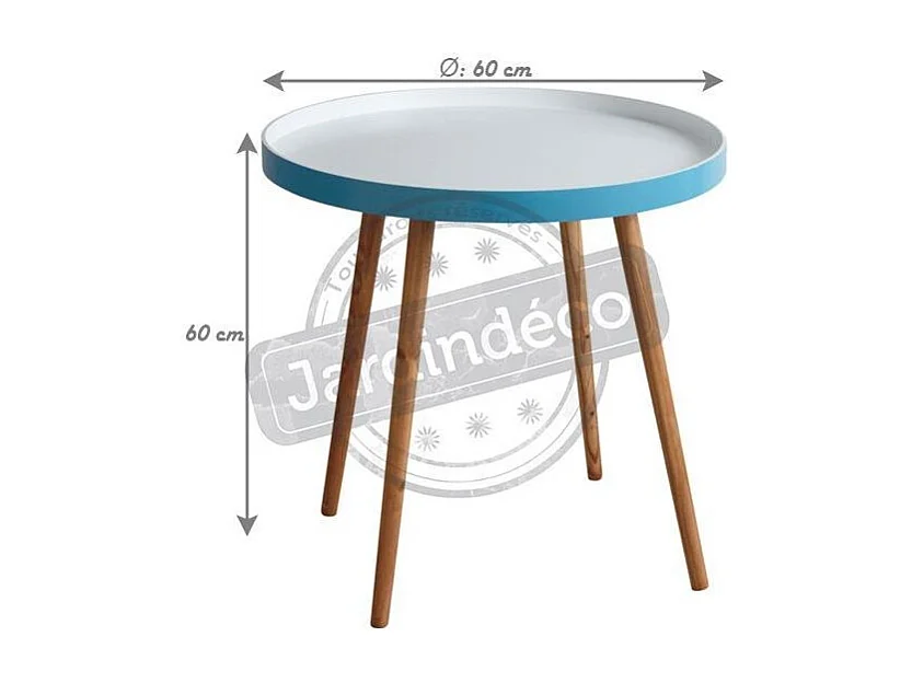 Table d'appoint en bois et MDF laqué bleu
