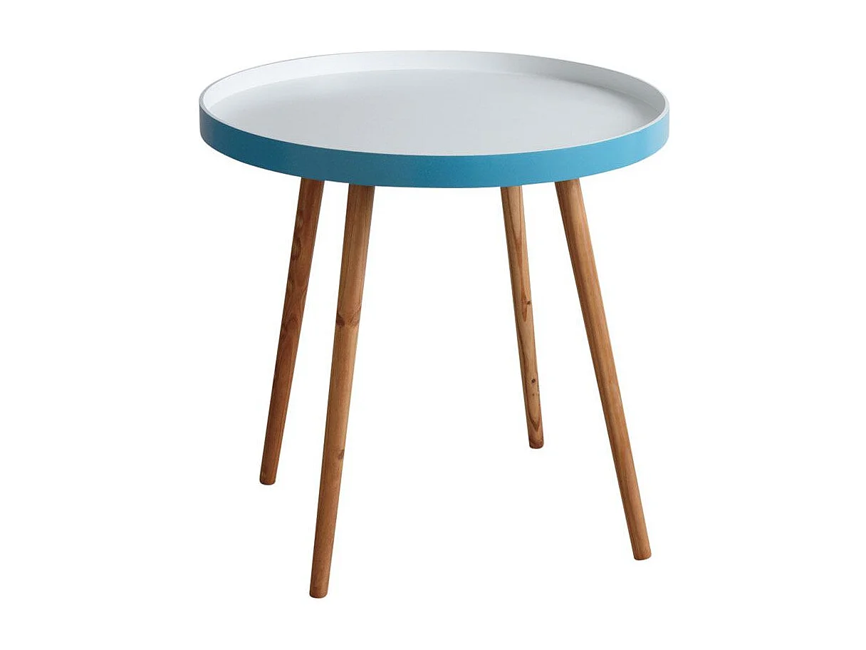 Mesa auxiliar de madera y MDF lacado en azul