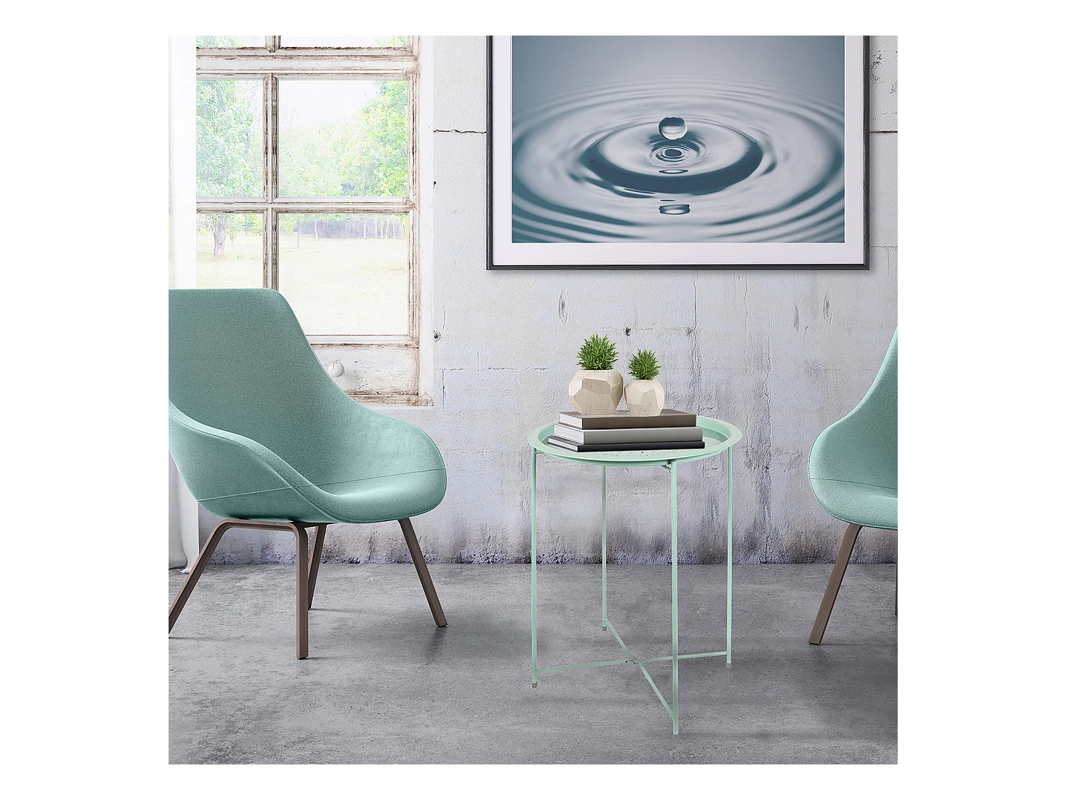 Table D Appoint Metal Vert Deau 60x46x46cm