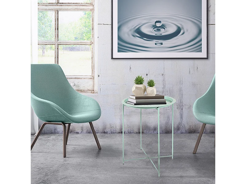 Table D Appoint Metal Vert Deau 60x46x46cm