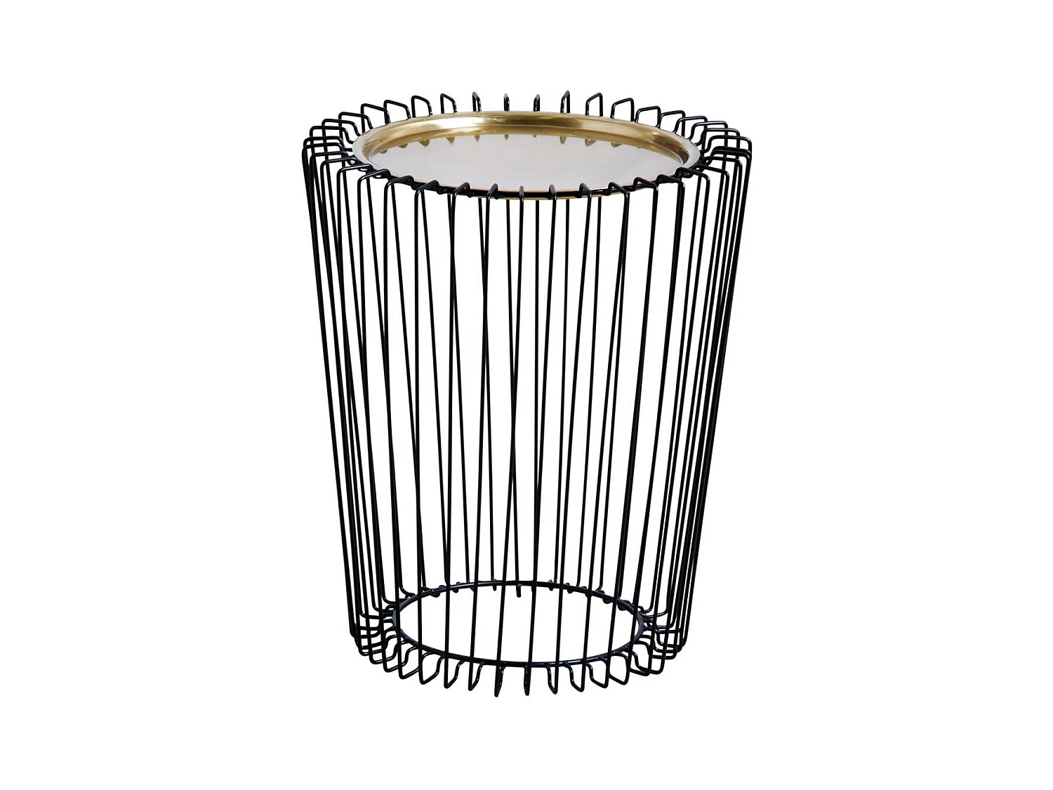 Table d'appoint en métal noir plateau finition dorée