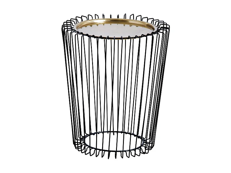 Table d'appoint en métal noir plateau finition dorée