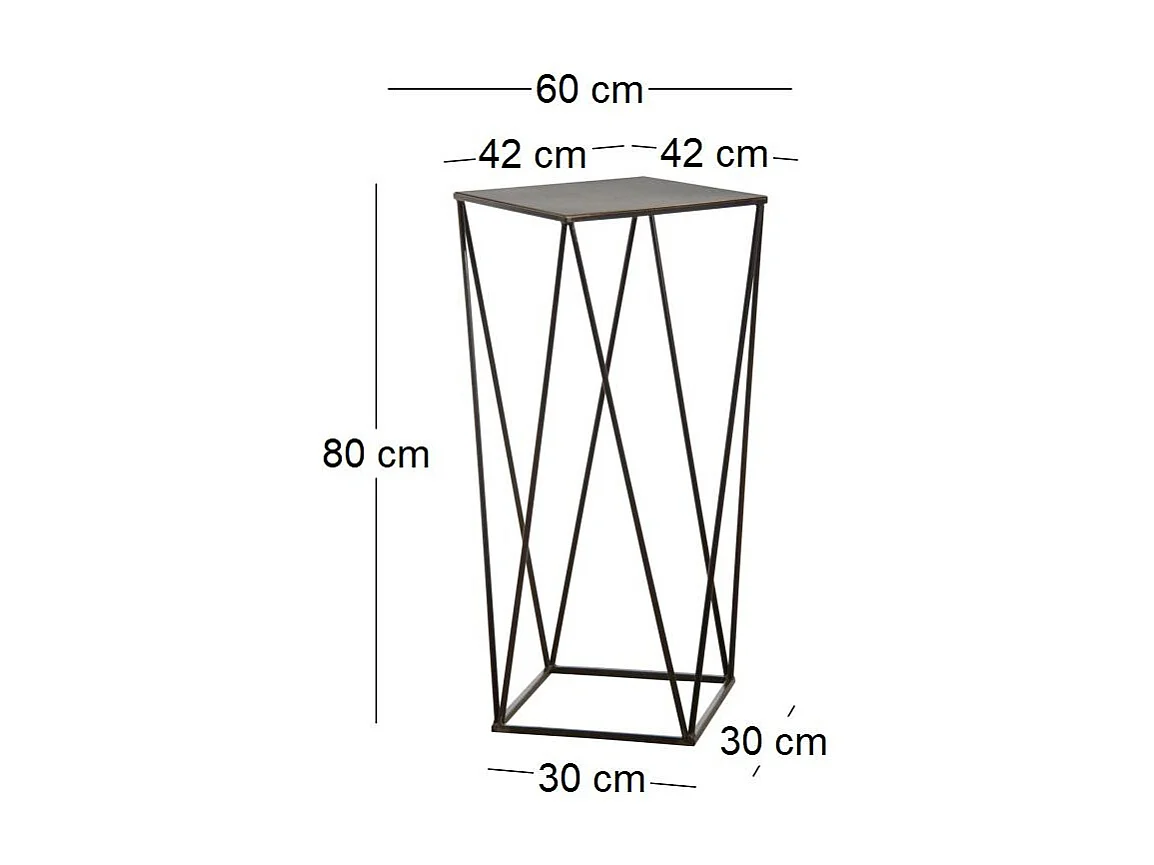 Sellette design en métal noir 60 x 60 x 80 cm