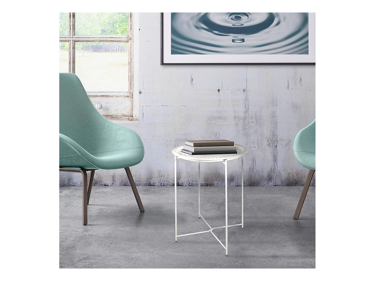 Table D Appoint Metal Blanc 60x46x46cm