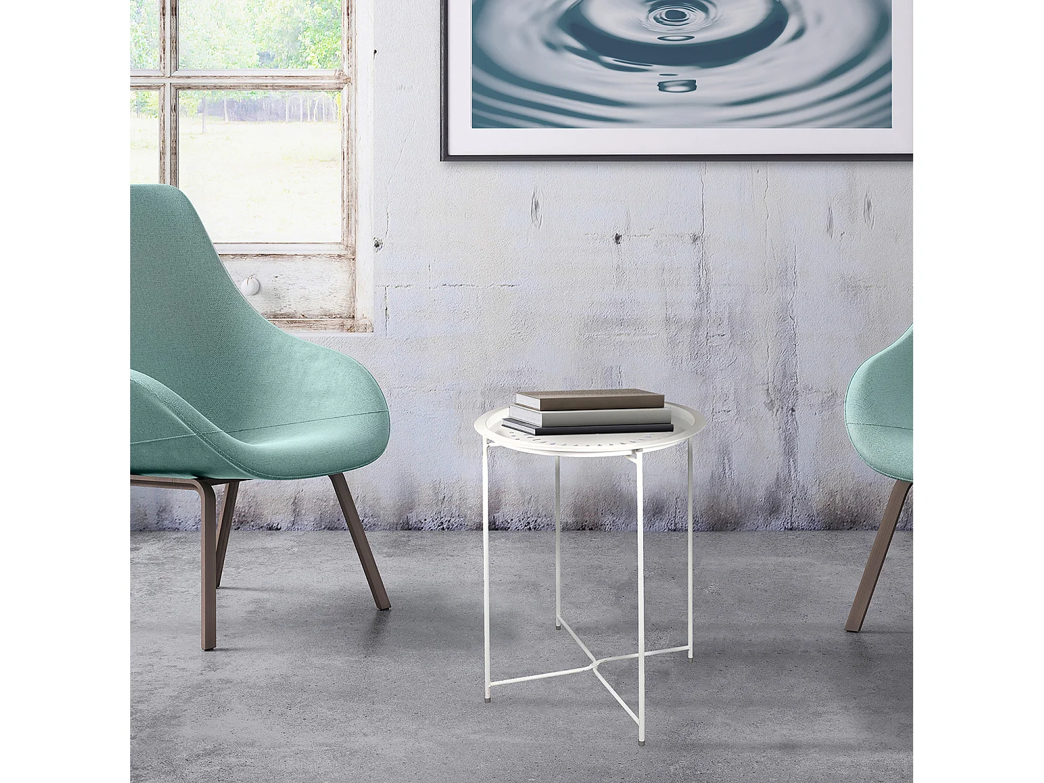 Table D Appoint Metal Blanc 60x46x46cm