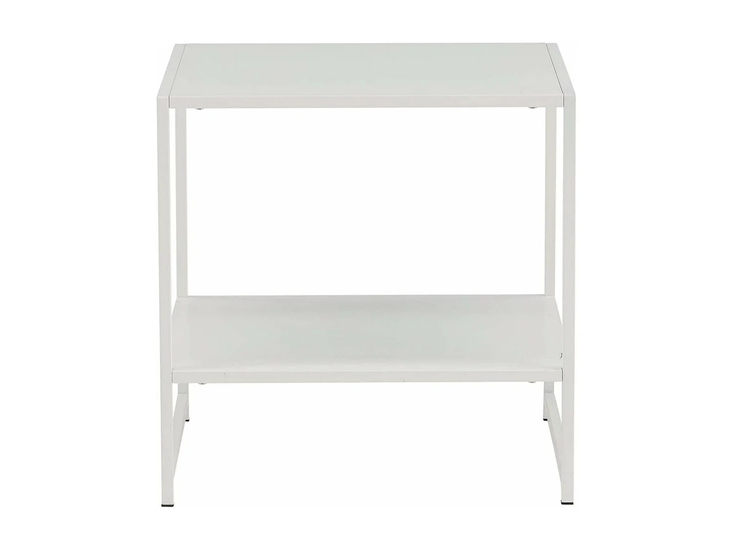 Staal  bijzettafel met plank 51x51 cm wit.