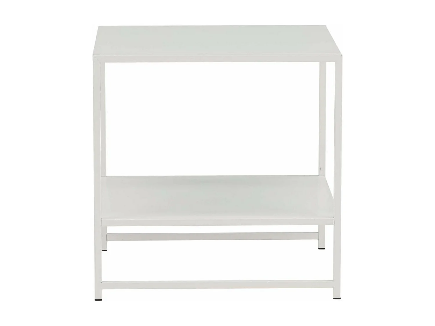 Staal  bijzettafel met plank 51x51 cm wit.