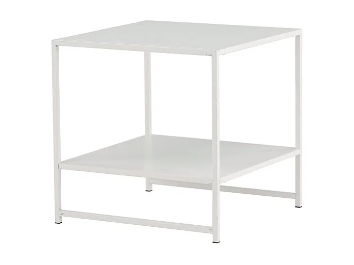Table d'Appoint Avec Étagère "Staal" 50cm Blanc