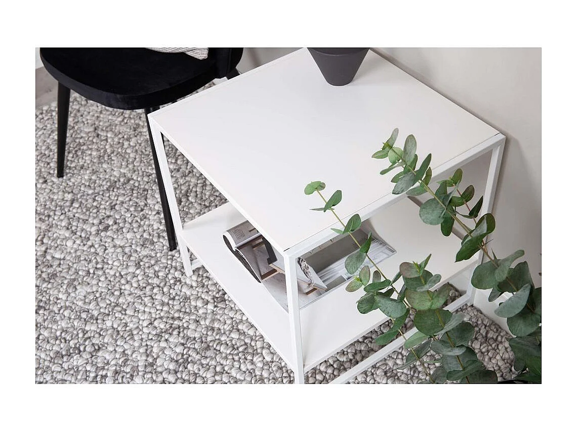 Table d'Appoint Avec Étagère "Staal" 50cm Blanc