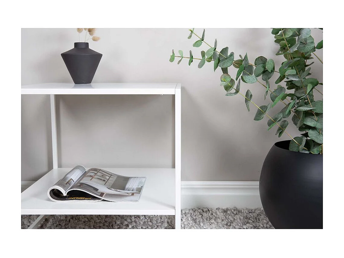Table d'Appoint Avec Étagère "Staal" 50cm Blanc