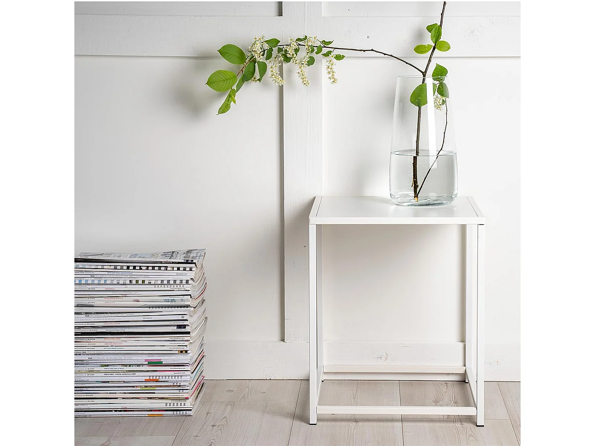 Table d'Appoint en Métal "Staal" 45cm Blanc