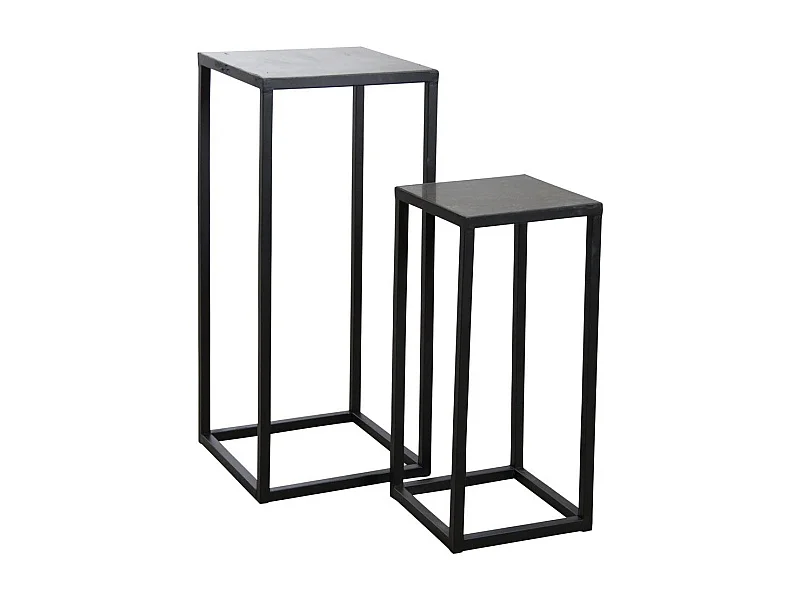 Sellettes en métal et pierre (Lot de 2)