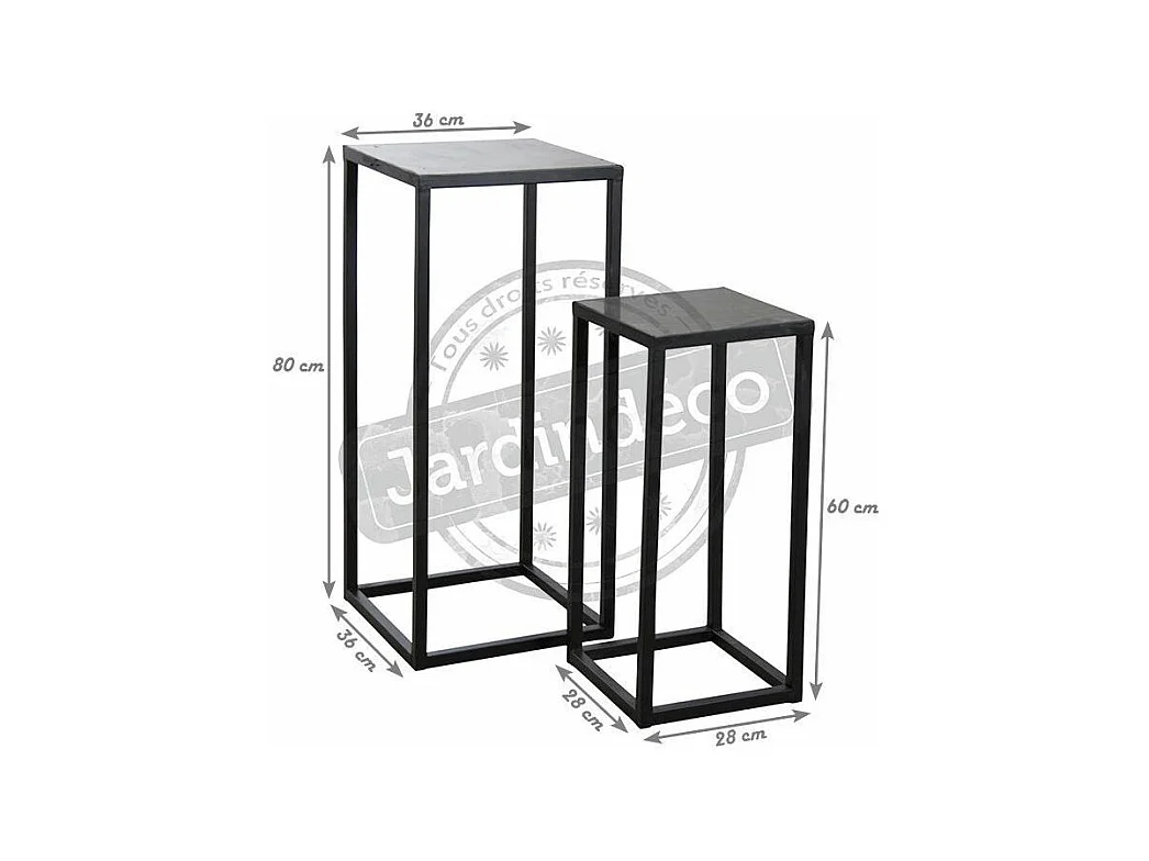 Sellettes en métal et pierre (Lot de 2)