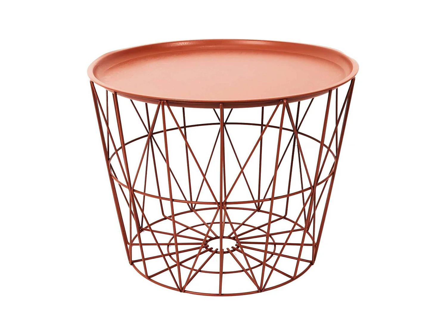Table Filaire Metal Terracotta Diametre 50cm Orange