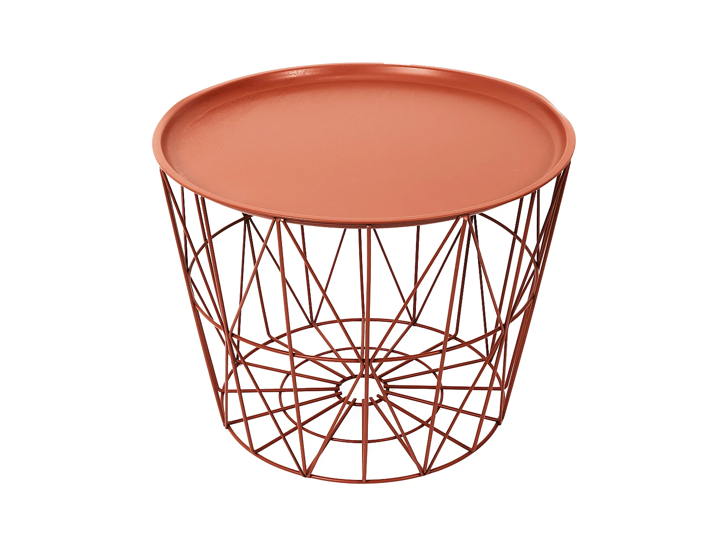 Table Filaire Metal Terracotta Diametre 50cm Orange