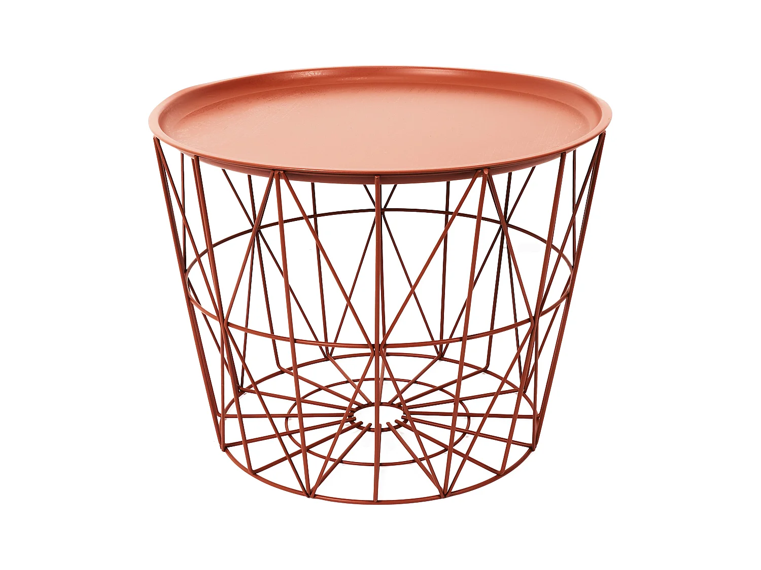 Table Filaire Metal Terracotta Diametre 50cm Orange