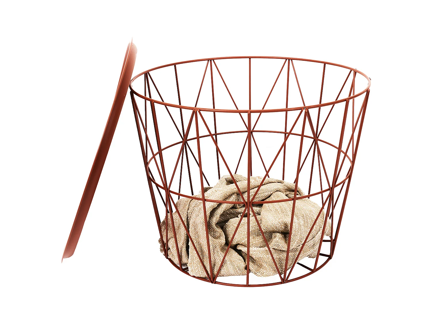 Table Filaire Metal Terracotta Diametre 50cm Orange