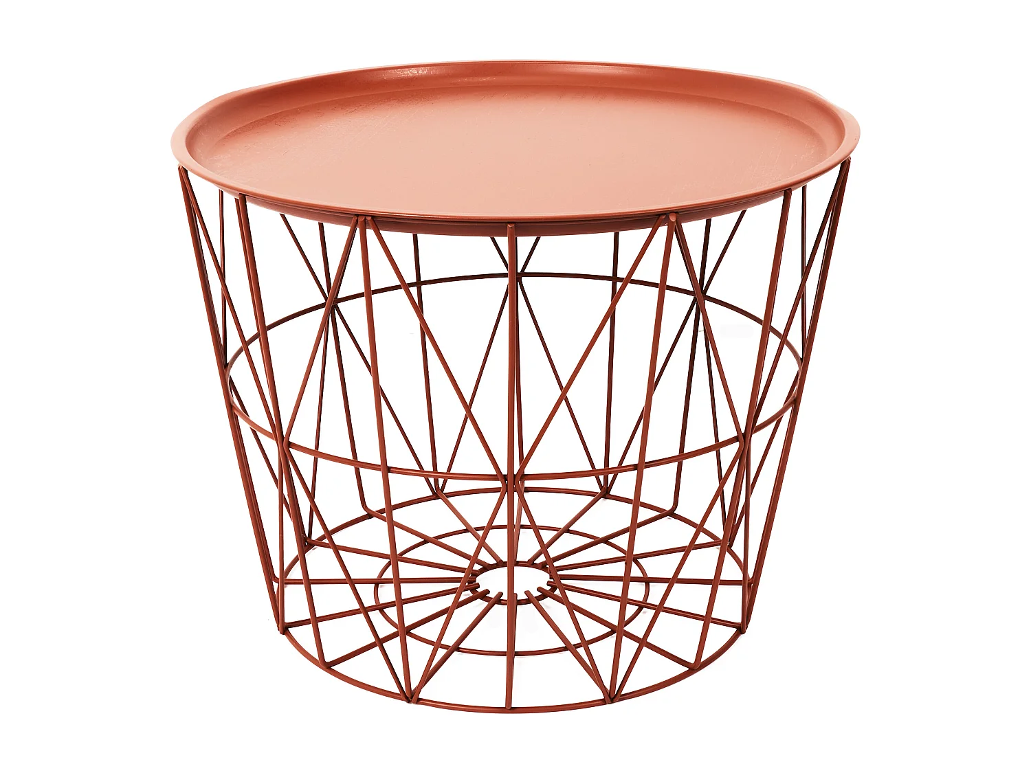 Table Filaire Metal Terracotta Diametre 50cm Orange